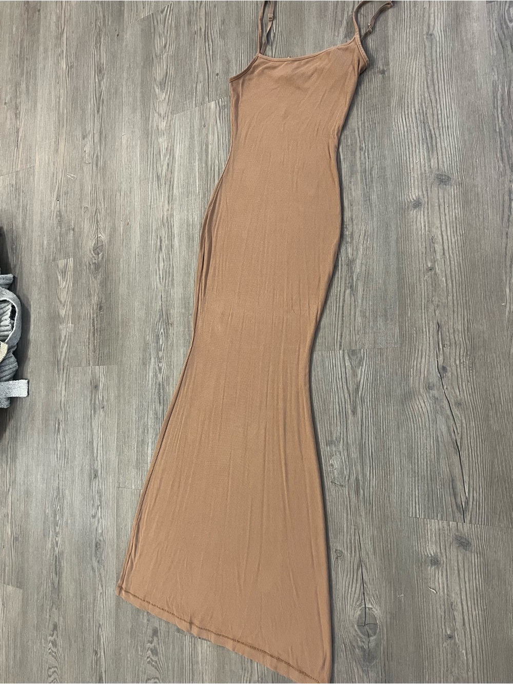 SKIMS Slim Spaghetti-Strap Maxi Dress in Camel